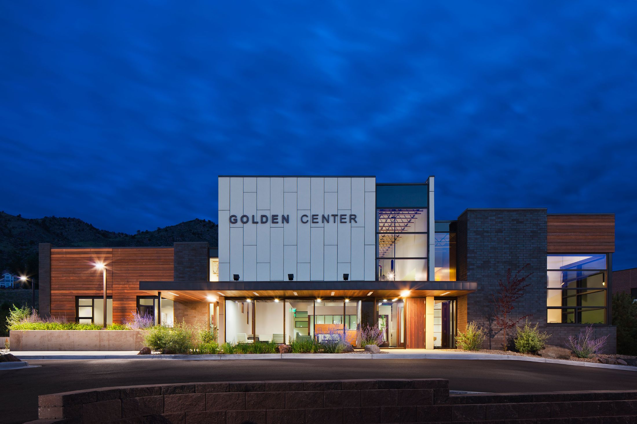 Golden Center Exterior Night